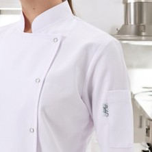 Chefpro Kadın Beyaz Şef Ceketi Aşçı Kıyafeti