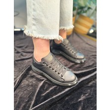 Günlük  Spor Ayakkabı Vegan Deri Bağcıklı Hafif Kalın Yüksek Taban Yürüyüş Sneaker 628