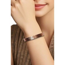 Saf Bakır Bileklik, Dövme Desenli Düz Bilezik 310-7