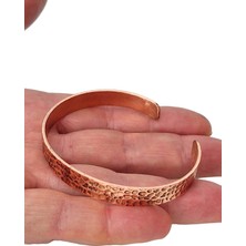 Saf Bakır Bileklik, Dövme Desenli Düz Bilezik 310-7