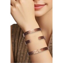 Saf Bakır Bileklik, Dövme Desenli Düz Bilezik 310-7