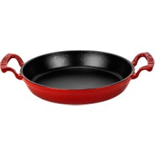 1 Parça Döküm Yuvarlak Sahan Döküm Demir Yekpare Çift Kulplu ÇAP(Ø)20CM. Kırmızı Mikrodalga Fırında