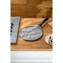 Krep Tava Rosa Granit Pankek Tavası 26 cm Granit 1 Parça Granit Gri Gri Yapışmaz Taban 26 cm