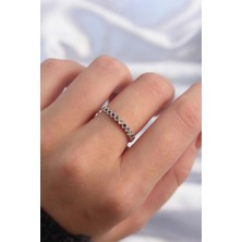 Gümüş Renk Karışık Renkli Minimal Sıralı Zirkon Taş Tasarımlı Ayarlanabilir Yüzük