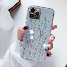 Oppo Realme E21 Uyumlu Küçük Papatya ve Dal Desenli Şeffaf Telefon Kılıfı