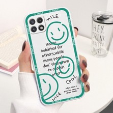Samsung M32 Uyumlu Yeşil Smile ve Yazı Desenli Telefon Kılıfı