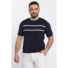 Çizgi Detaylı Bisiklet Yaka Erkek T-Shirt P-00009082
