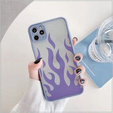 Iphone 12 Pro Kenarlıklı Ateş Desenli Lila Kılıf