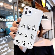 Galaxy A20 Sevimli Panda Desenli Şeffaf Kılıf