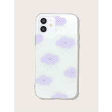 Xiaomi Mi Note 10 Lila Bulut Desenli Şeffaf Kılıf