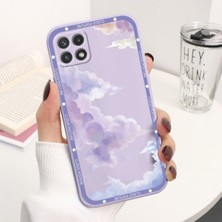 Oppo A55 Uyumlu Mor Renkli Bulut Desenli Telefon Kılıfı