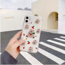 Xiaomi Redmi Note 7 Uyumlu Kiraz ve Ayıcık Desenli Şeffaf Kılıf