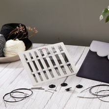 Balım Hobi Knitpro Karbonz Deluxe Değiştirilebilir Misinalı Şiş Seti + Örgü Evi Şiş Ölçer 41631