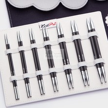 Balım Hobi Knitpro Karbonz Deluxe Değiştirilebilir Misinalı Şiş Seti + Örgü Evi Şiş Ölçer 41631