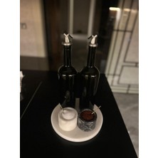Luna Zeytin & Ayçiçek Yağı Için 800 ml Siyah Cam Şişe Seti Paslanmaz Kapaklı, Minimal Yağlık