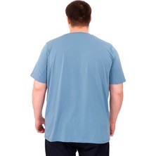 Mode Xl Büyük Beden Erkek T-Shirt Bisiklet Yaka Optımıstıc U25028 Mavi