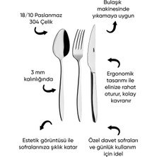 Ares 6 Kişilik 18 Parça Tatlı Çatal Kaşık Bıçak Takımı