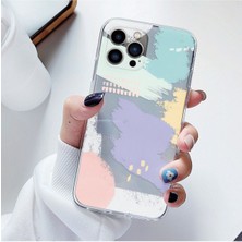 Samsung A04S Uyumlu Renkli Çizgi Desenli Şeffaf Telefon Kılıfı