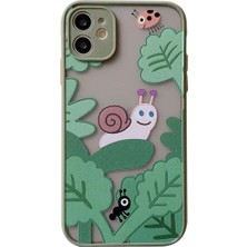 Iphone 12 Pro Kamera Korumalı Özel Tasarım Yeşil Desenli Kılıf