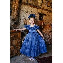 Kız Çocuk Özel Gün Abiye Elbise - Fırfırlı, Özel Tasarım - Taç Aksesuarlı Abiye ELBISE_2462