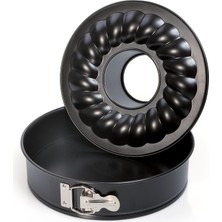 26 cm Çift Tabanlı Kelepçeli Kek Kalıbı - Yapışmaz ve Sızdırmaz Kaplama, Fırın Tepsisi,kek Yapımı Için Profesyonel Kalıp, Yanmaz ve Çizilmez Yüzey, Bulaşık Makinesinde Yıkanabilir