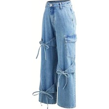 Kurdele Detay Kargo Cepli Geniş Paça Jean