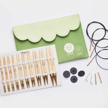Balım Hobi Knitpro Japan Bamboo Değiştirilebilir Misinalı Şiş Seti + Balım Örgü Evi Şiş Ölçer