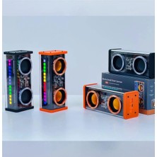 Populermarketim - Şeffaf Mecha Müzik Tws Stereo Rgb Işıklı Hoparlör Kablosuz Bluetooth 5.0 Taşınabilir Hoparlör V9