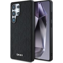 Galaxy S25 Ultra Kılıf Dkny Orjinal Lisanslı Magnetik Pu Deri Grid Pattern Kapak Siyah