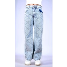Kız Çocuk Taş Işlemeli Kot Pantolon Şık Tasarım, %100 Pamuk, Rahat KALIP-PNT-0055