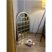 Pencereli Oval Çerçeveli Ahşap Dekorasyon Aynası 1 - 160 x 70  cm