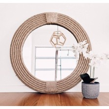 Hasır Halat Çerçeveli Yuvarlak Duvar Aynası - 80  cm  (12)