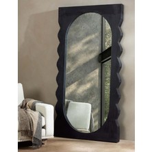200 x 100  cm  Doğal Ağaç Boy Aynası - El Işçiliği Siyah Boy Aynası