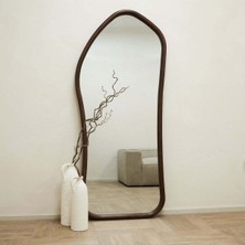 180 x 80  cm  Asimetrik Doğal Ahşap Çerçeveli Dekoratif Boy Aynası - Özel Tasarım 1