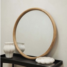 90  cm  Doğal Ahşap Duvar Aynası - Ağaç Işçilik Duvar Dekor Aynası