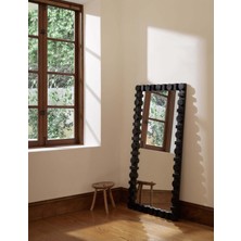 170 x 80  cm  Doğal Ağaç Çerçeveli Dekoratif Boy Aynası - Siyah