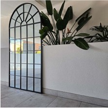 200 x 100  cm  Oval Pencere Boy Aynası - Ahşap Dekorasyon Pencereli Pinterest Dev Boy Aynası - Siyah