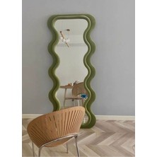 170  cm  Kadife Kumaş Çerçeveli Dekoratif Duvar Boy Aynası - Konsol Üstü Salon Aynası