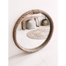 Hasır Halat Çerçeveli Yuvarlak Duvar Aynası - 80  cm  (2)