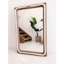 Hasır Halat Çerçeveli Duvar Aynası - 90 x 75  cm   cm