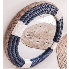 Hasır Halat Çerçeveli Yuvarlak Duvar Aynası - 60  cm  (4)