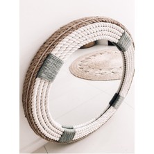 Hasır Halat Çerçeveli Yuvarlak Duvar Aynası - 60  cm  (4)