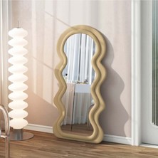 200  cm  Kadife Kumaş Çerçeveli Dekoratif Duvar Boy Aynası - Konsol Üstü Salon Aynası