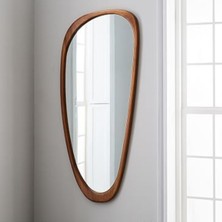 190  cm  Asimetrik Dekoratif Duvar Boy Aynası-Doğal Ahşap Masif Çerçeveli(Özelleştirilebilir)-46