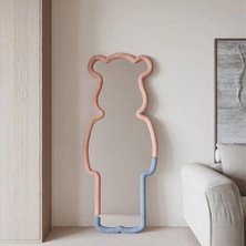 170  cm  Ayıcık Şekilli Özel Üretim Kumaş Çerçeveli Dekoratif Duvar Boy Aynası