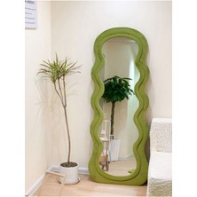 170  cm  Kadife Kumaş Çerçeveli Dekoratif Duvar Boy Aynası - Konsol Üstü Salon Aynası