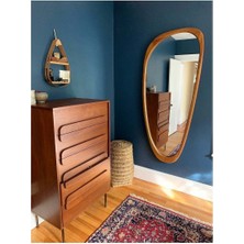 190  cm  Asimetrik Dekoratif Duvar Boy Aynası-Doğal Ahşap Masif ÇERÇEVELI(ÖZELLEŞTIRILEBILIR)-167