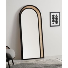 Hasır Dekoratif Duvar Aynası - Hazeran Örgülü Boy Aynası