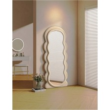 180  cm  Kadife Kumaş Çerçeveli Dekoratif Duvar Boy Aynası - Konsol Üstü Salon Aynası