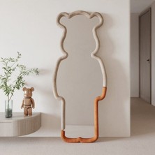 190  cm  Ayıcık Şekilli Özel Üretim Kumaş Çerçeveli Dekoratif Duvar Boy Aynası